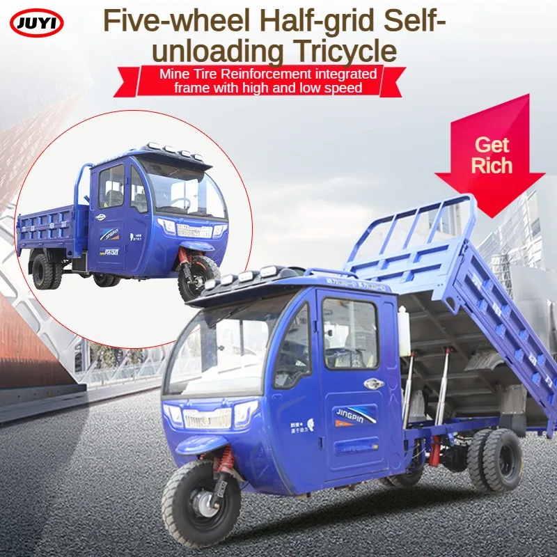 Custom Service Semi Closed Electric Fuel Tricycle cargo Three-Wheeler With Shed gas oil three-wheeled motorcycle