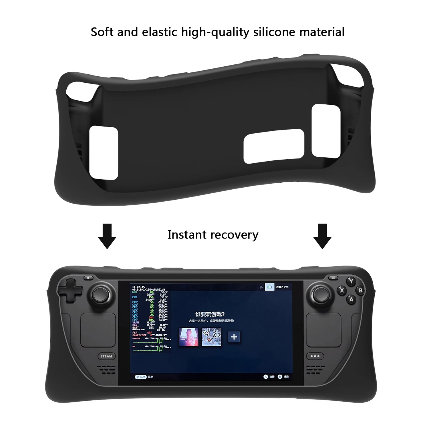 Thicken Steam Deck Non-Slip Silicone Cover Full Body Protector Anti-Scratch Shell Protective Case for Steam Deck