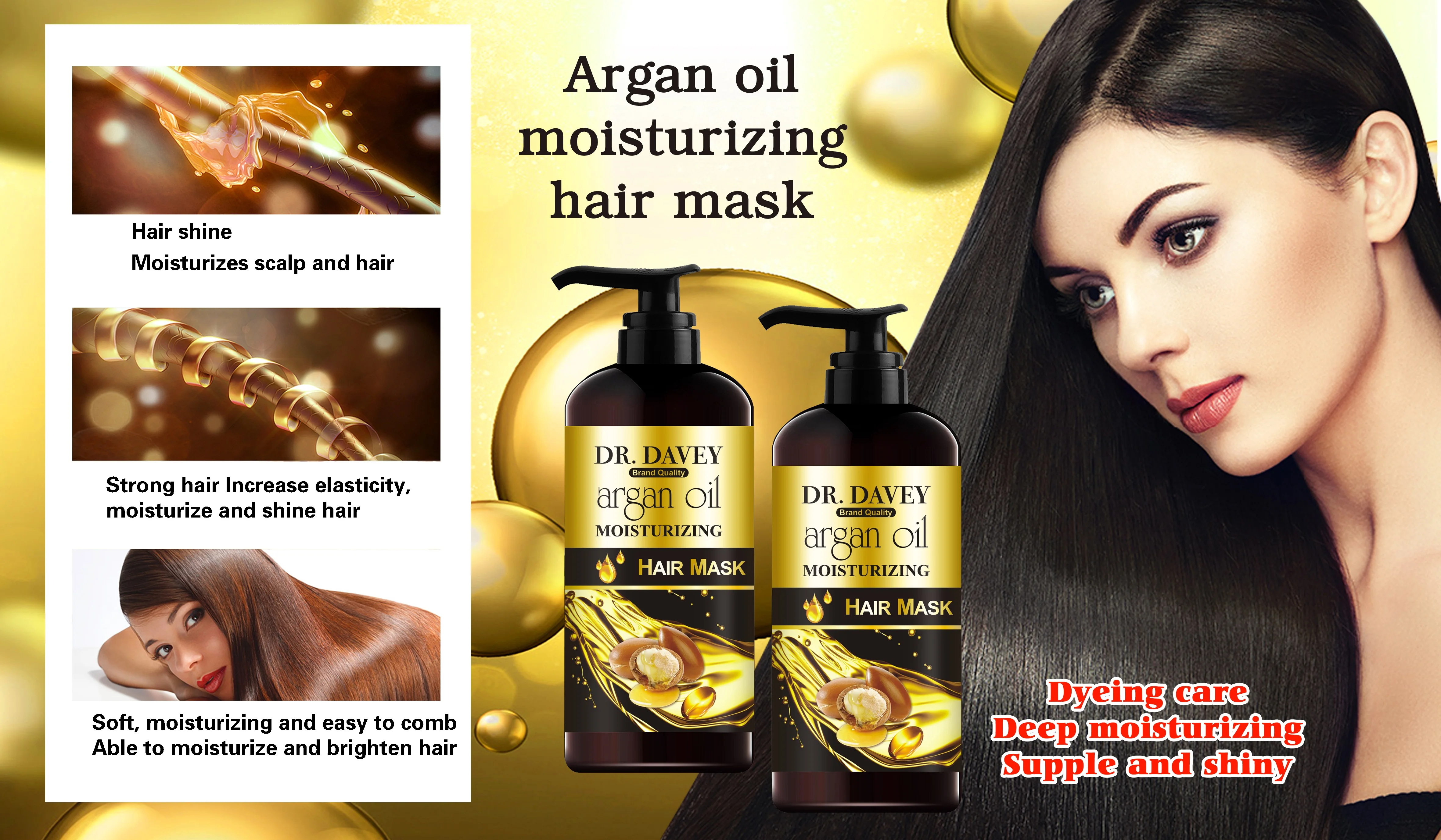 DR.DAVEY Argan oil Moisturizing Hair Mask 300ml private label customizable manufacturer