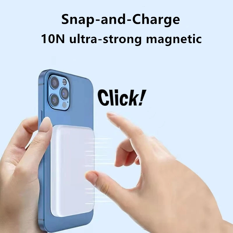 2024 New Trending Thin Power Bank 5000mAh Powerful Magnetic Battery Pack For iPhone 15 14 13 Android Phone Wireless Charging