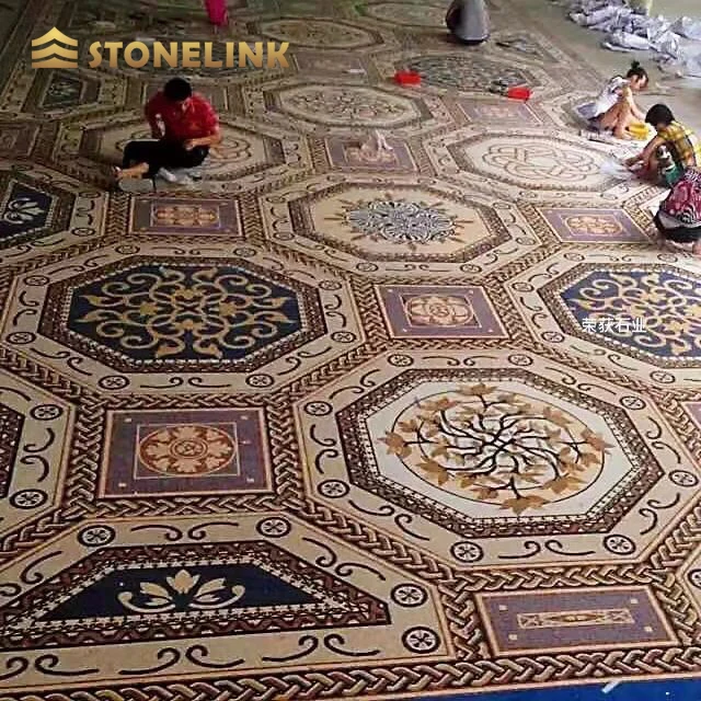Stonelink one-stop solution luxury marble floor inlay design pattern waterjet marble medallion for villa