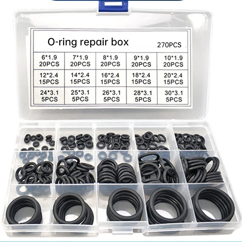 270PCS O Ring Repair Box O Ring Fluorine Glue Repair Box Silicone Repair Box O Ring Combination Pad Wholesale