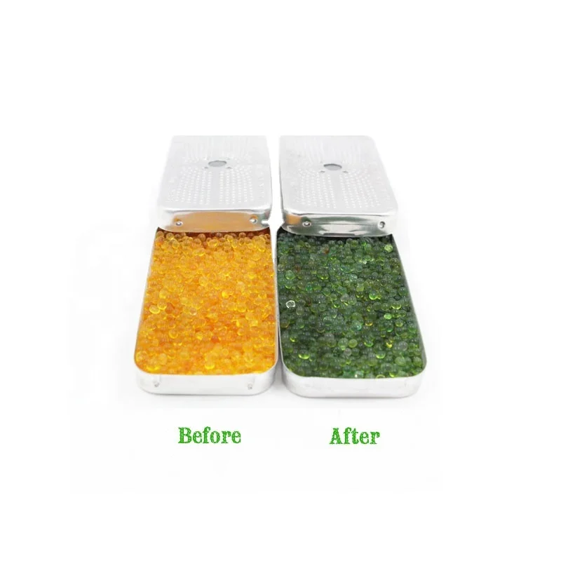 Orange into green  moisture absorbing silica humidity remover gel granules odor absorber pack damp-proof