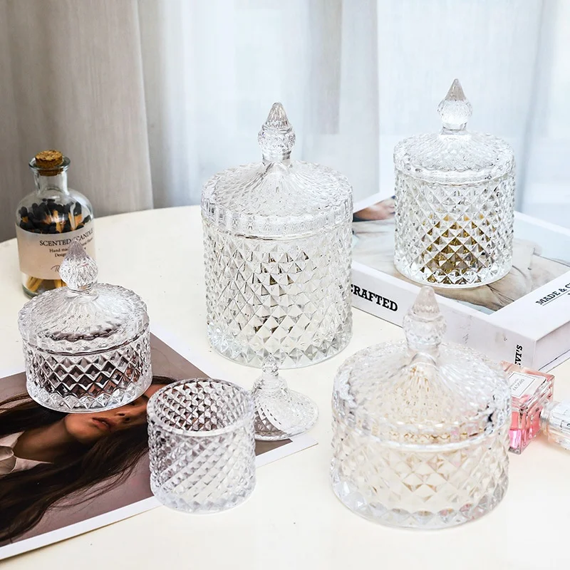 Korean pineapple sugar cube glass jar Jewelry organizer Home storage ornaments cotton swab box