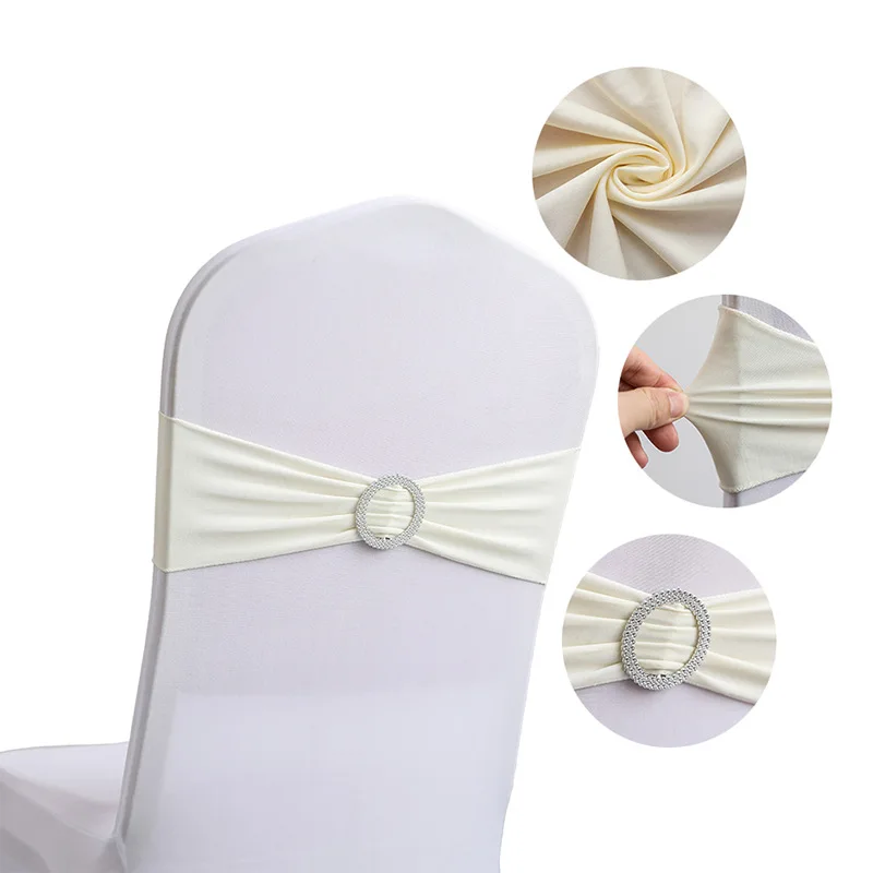 Spandex Hotel Banquet Elastic Chair Cover Band Bow Wedding Decoration Chair Sashes