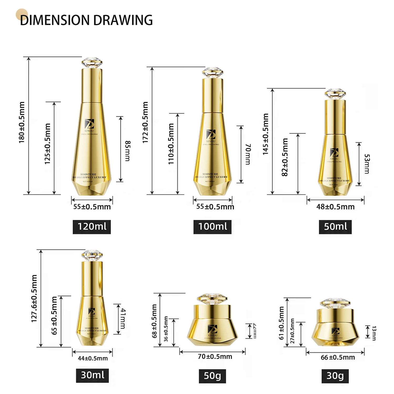 30ml Cone shape gold custom cosmetic packaging glass dropper bottle luxury Korean skincare bottle with pump for hair perfume oil