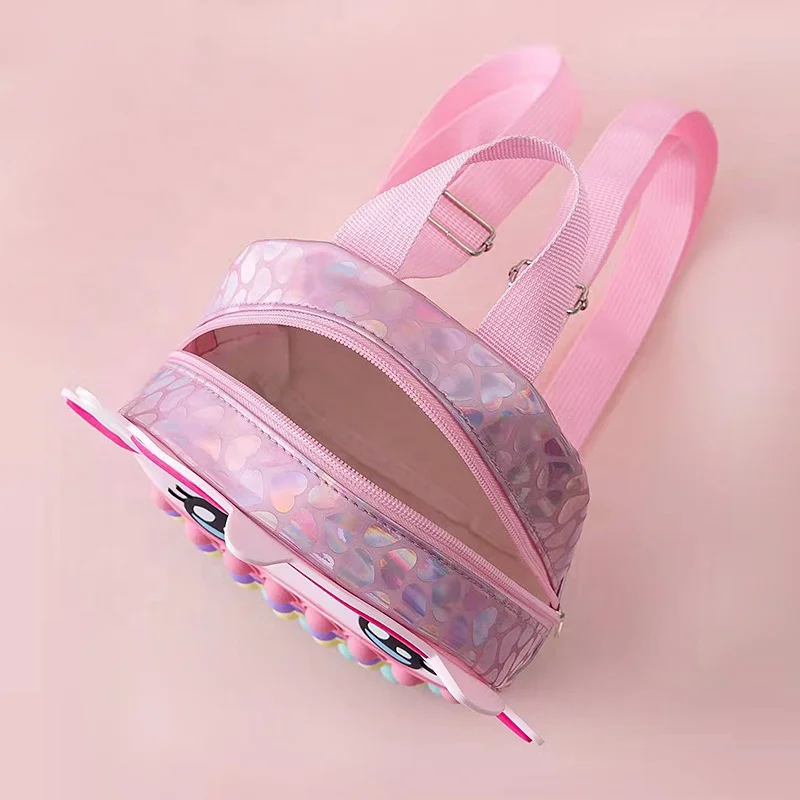 Детский силиконовый школьный ранец с пузырьками и единорогом игрушка-антистресс