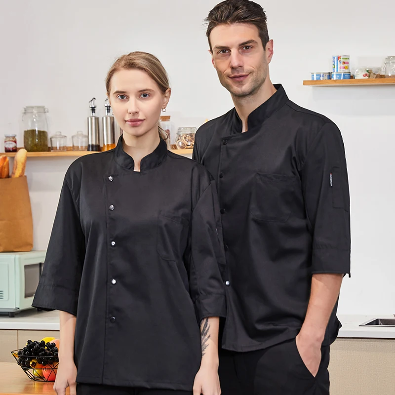 Seven-minute sleeve wholesale chef uniform restaurant kitchen breathable shirt chef overalls
