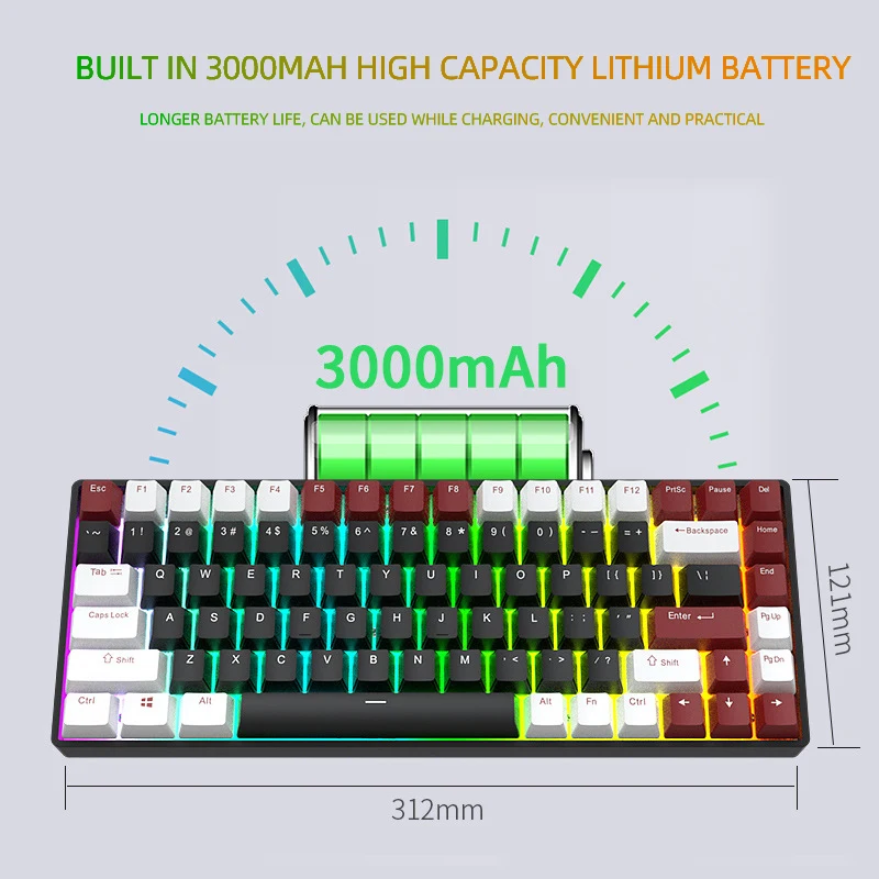 Desktop office oem diy backlit wireless wired mini low price pc Mechanical electronics rechargeable notebook gaming keyboard