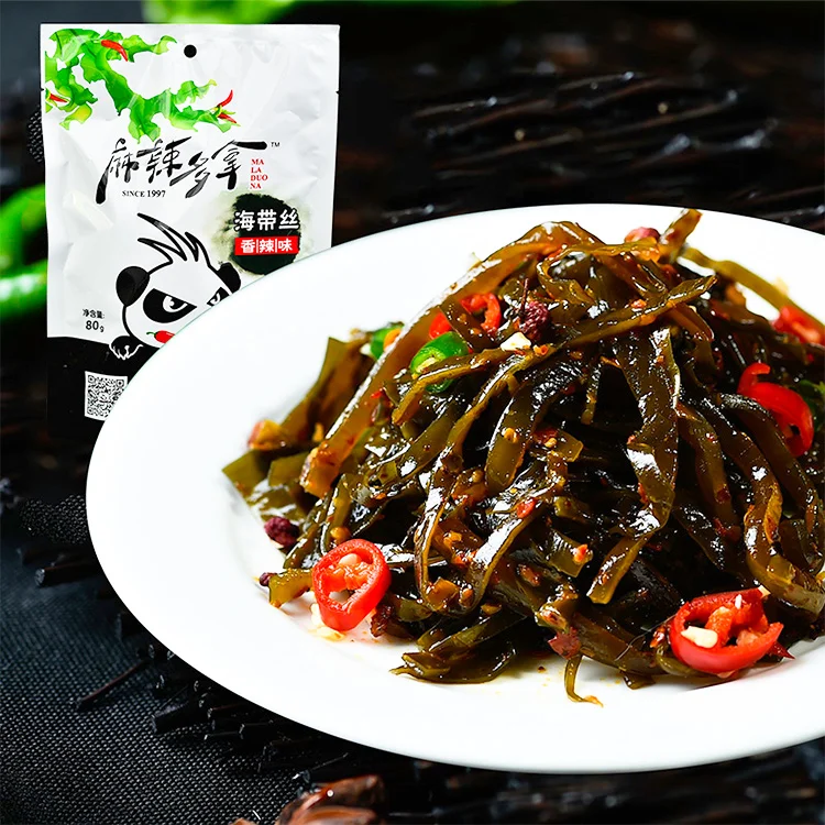 
Wholesale Low Fat Spicy Flavored Shredded Kelp Kimchi Seaweed Snacks Chips Potato In Bag 80g 
