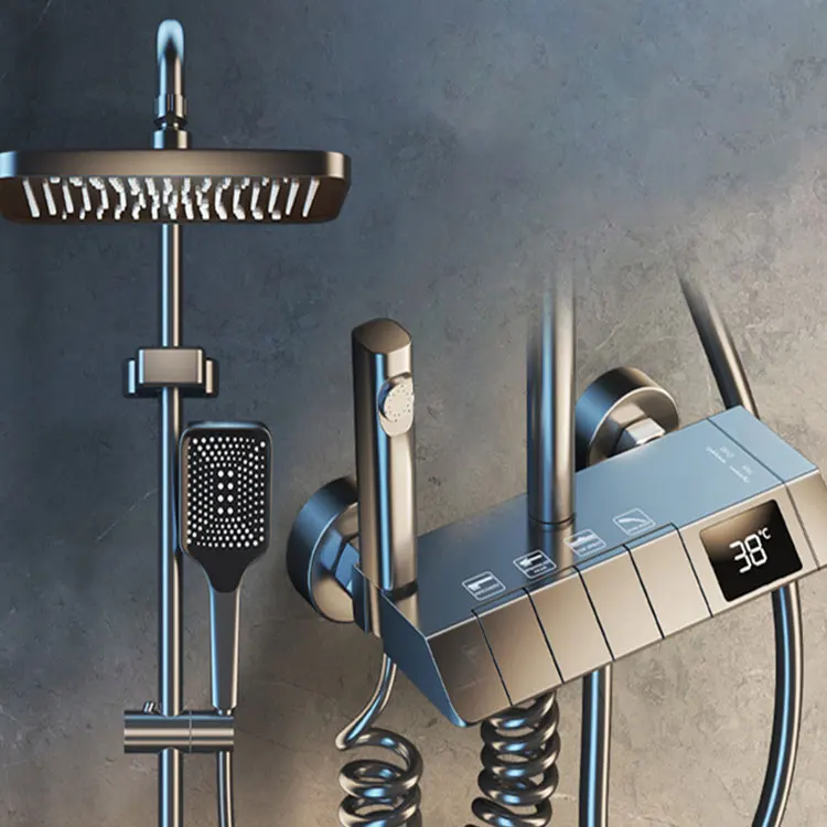 SONSILL Wall Mounted Bath System Adjustable Height Bathroom Faucet Shower Column Set