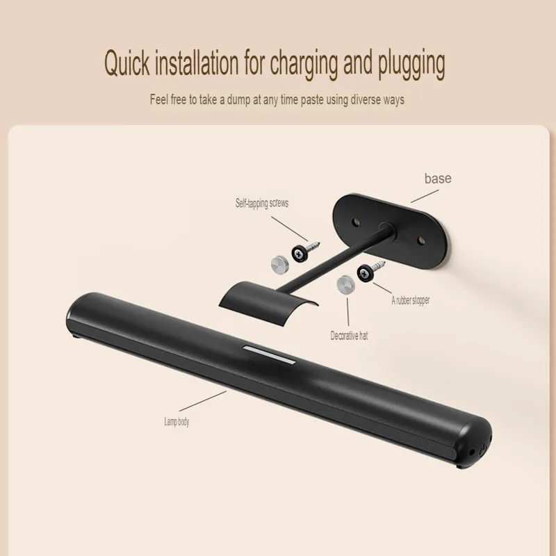 Mirror Headlights Bathroom Led Makeup Rechargeable Bathroom Mirror Cabinet Magnetic Suction Dressing Table Lamp