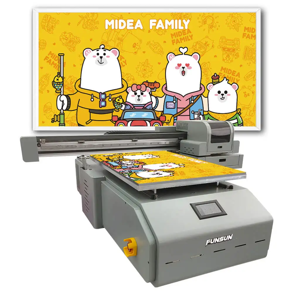Funsun 9060 6090 A1 UV DTF Printer Double DX8 CMYK White Varnish 6colors UV Flatbed Printer