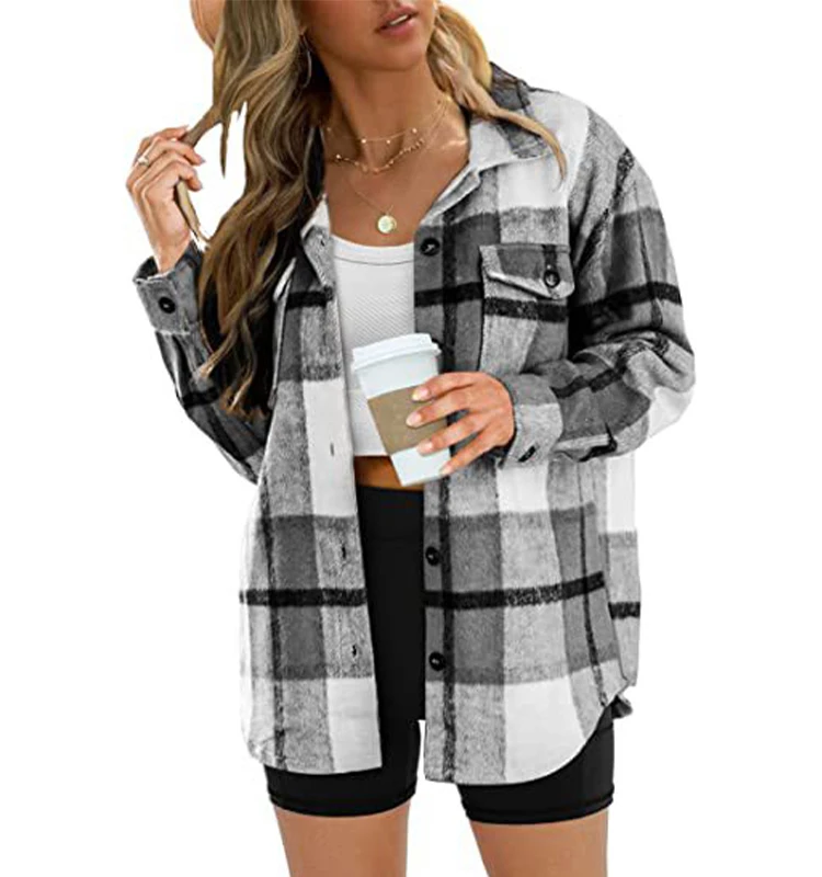 OEM/ODM flanela 2023 classic The fashion button down shirts is perfect choice daily wear hot selling loose fit plaid shirt