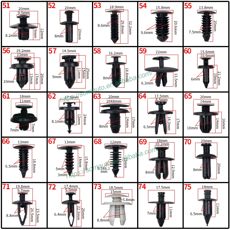 Nylon Car Inner Fender Rivets Fasteners Clips for Toyota 90189-06013