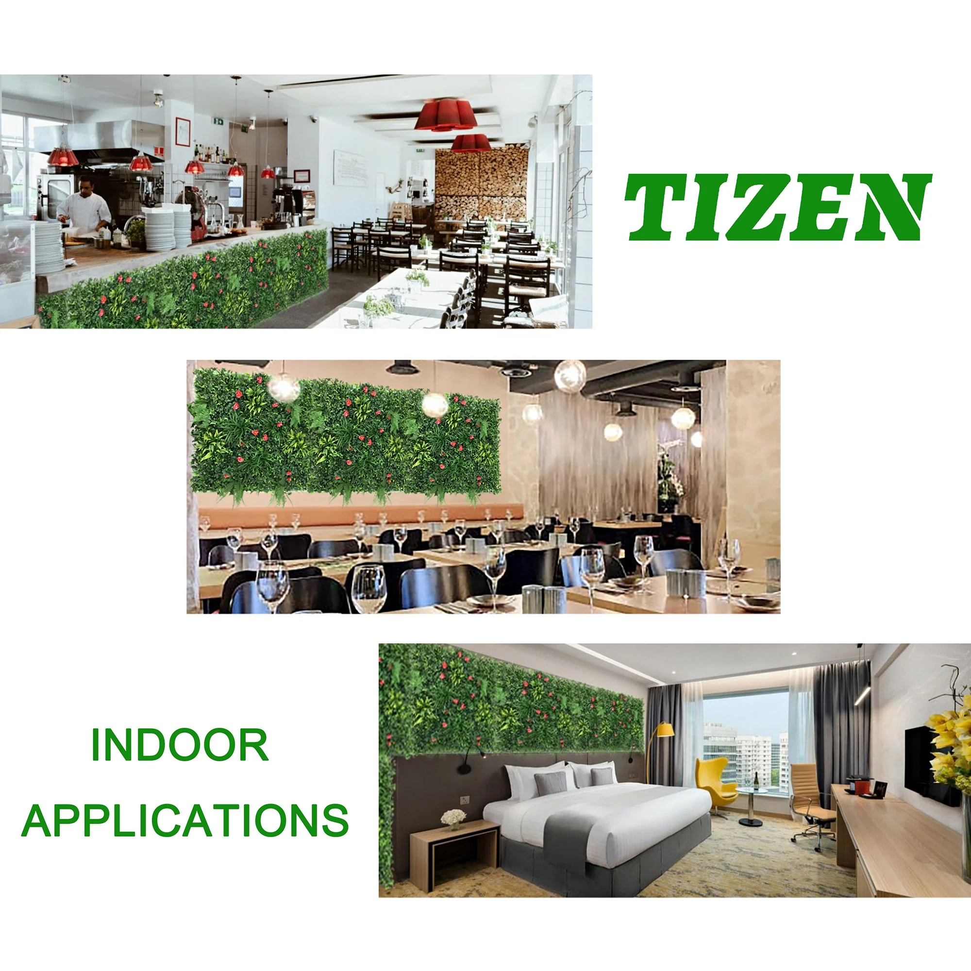 Оптовая продажа пластиковая трава Tizen зеленые настенные искусственные панели из бокса топиария живая изгородь для украшения