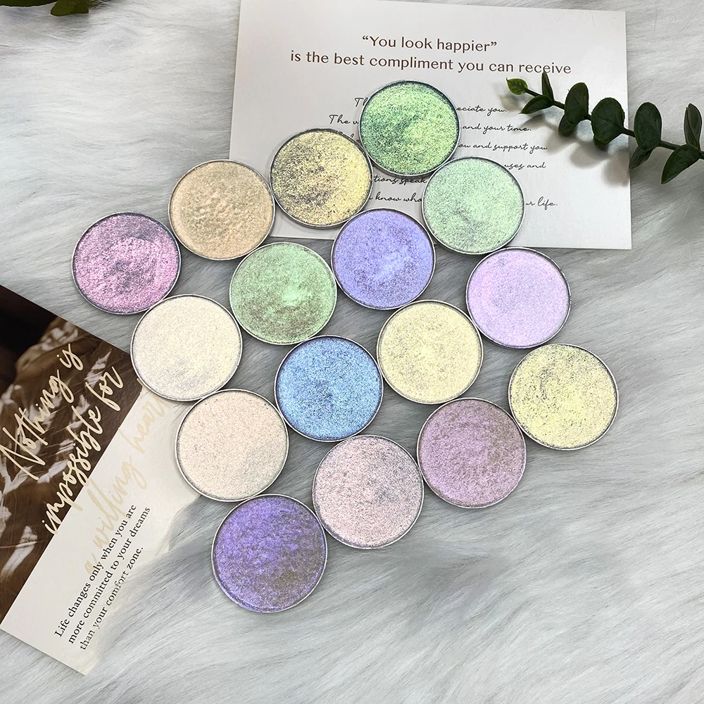 Одноцветная Палетка влажных теней для век duochrome водостойкая макияжа с блестками частная торговая марка многохромовых