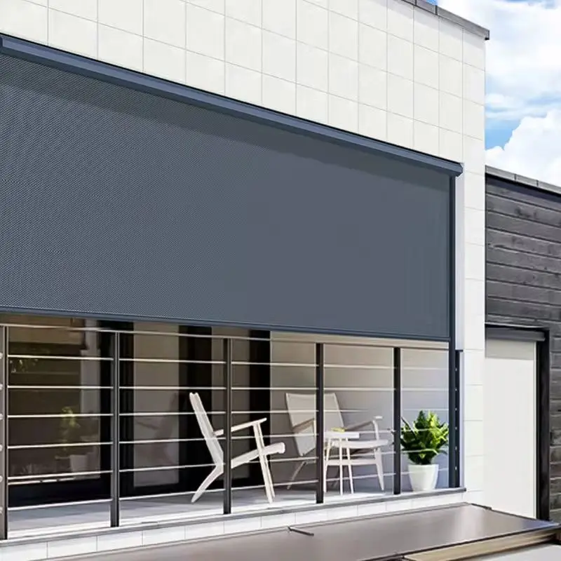 Balcony high-end rain and wind proof rolling curtain curtain electric outdoor rain and sun protection heat insulation sunshade