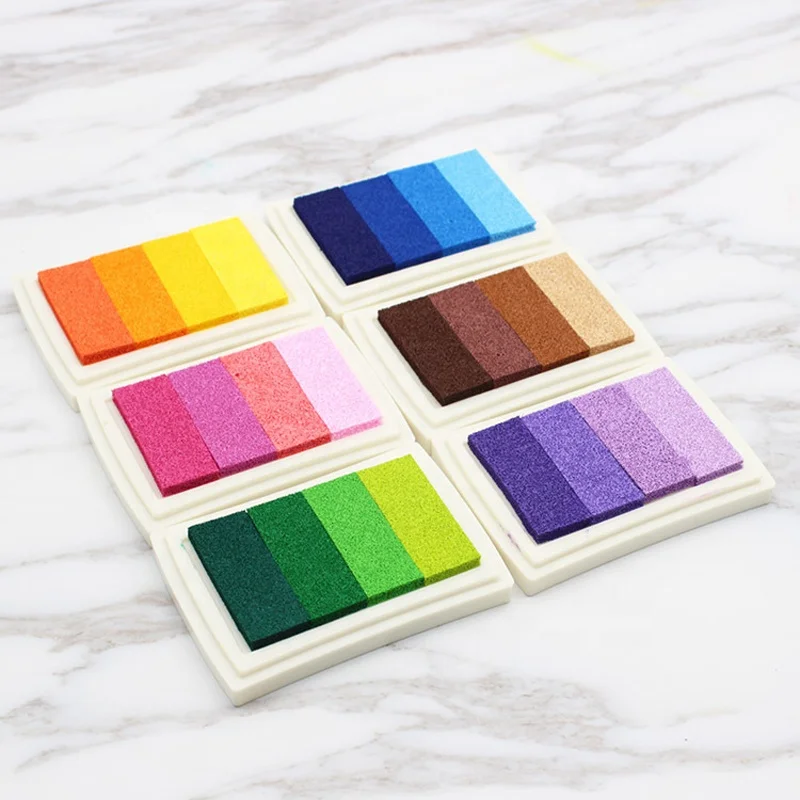 4 Colors gradient ink pad fingerprint stamp pad  colorful DIY student decoration ink pad