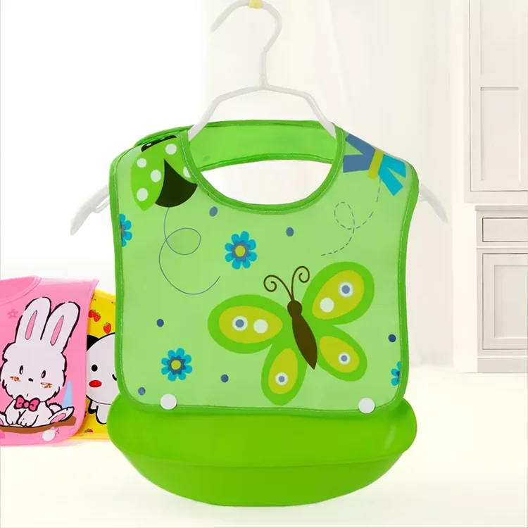 Eva Eating Plastic Baby Bib Polyester Kids Bibs Waterproof Hot Selling Saliva Towel