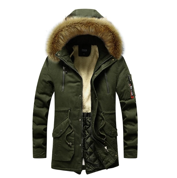Liu Ming High Quality 2024 New Products Men Casual Outdoor Fur Collar Hooded Jackets Winter Overcoats Warm Parkas Long Coats