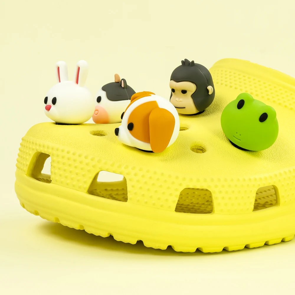 New Arrival New Designer Cute Colorful Anime cow balloon dog yellow duck animal custom pvc 3d cartoon shoe charms wholesale