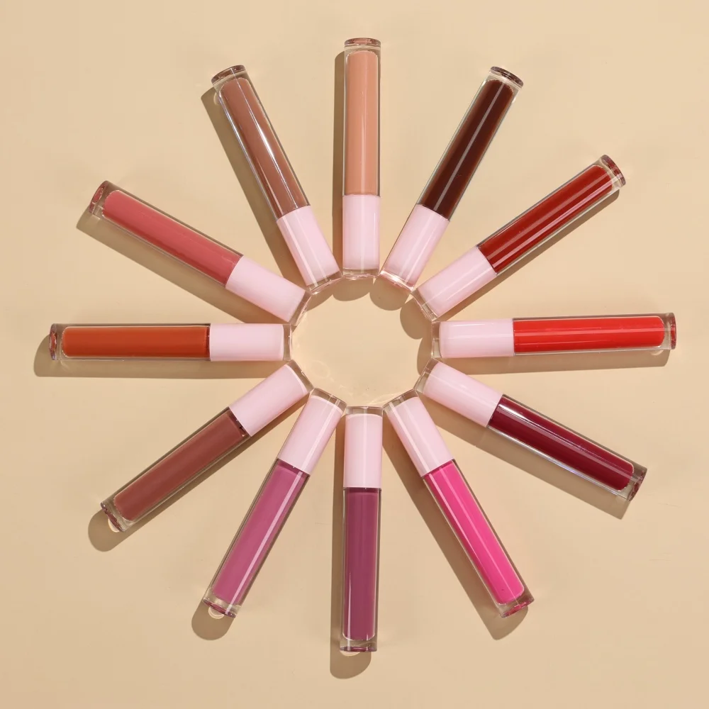 24 Hour Long Lasting 12 Colors Matte Lipstick Custom Logo Waterproof Private Label Red Dark Brown Lipstick Your Logo