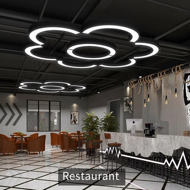 LED Suspended Light Aluminum Profile Modern Commercial Pendant Hanging Lighting Ceiling Lamps LED Linear Fixtures Chandelier