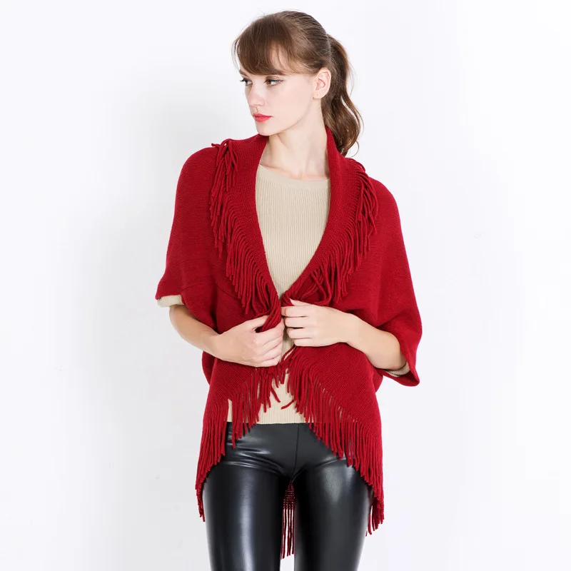 2021 fashion spring autumn acrylic shawl high quality warm knitted knitted cardigan shawl