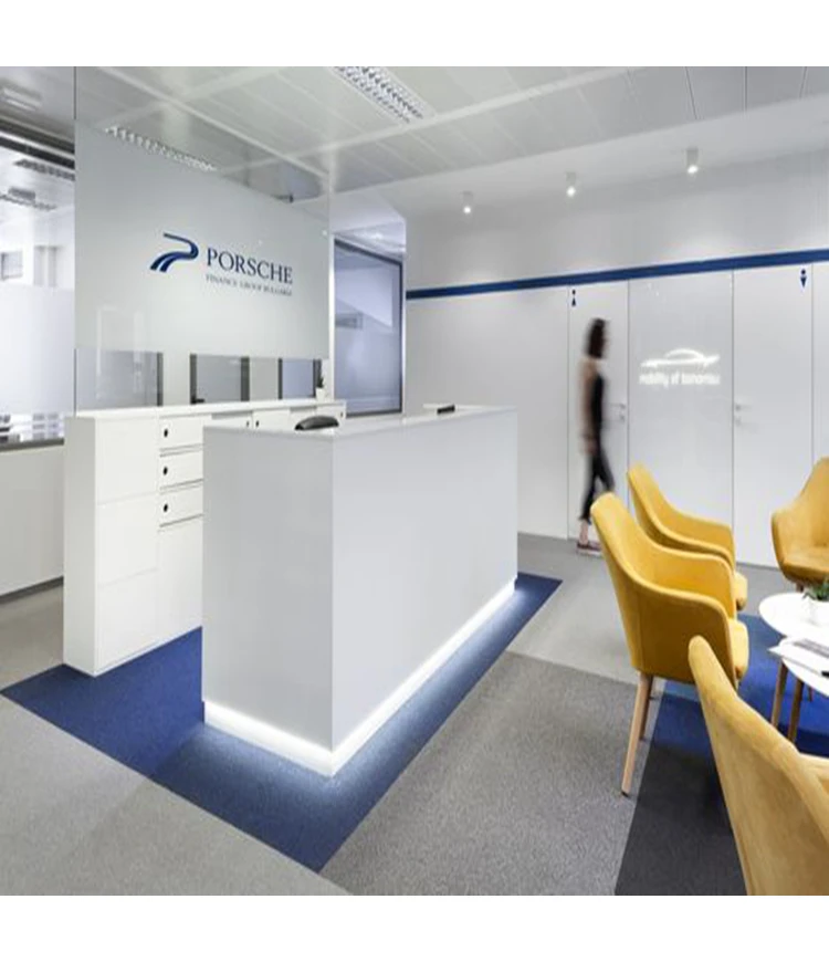 DUBAI MALL Ground Floor design solid surface l shape reception desk