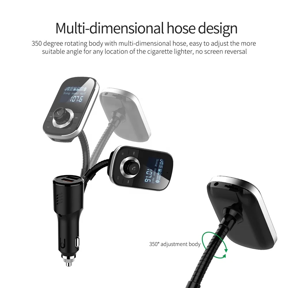 HY-90 qc3.0 usb car charger portable cd player fm transmitter with BT function