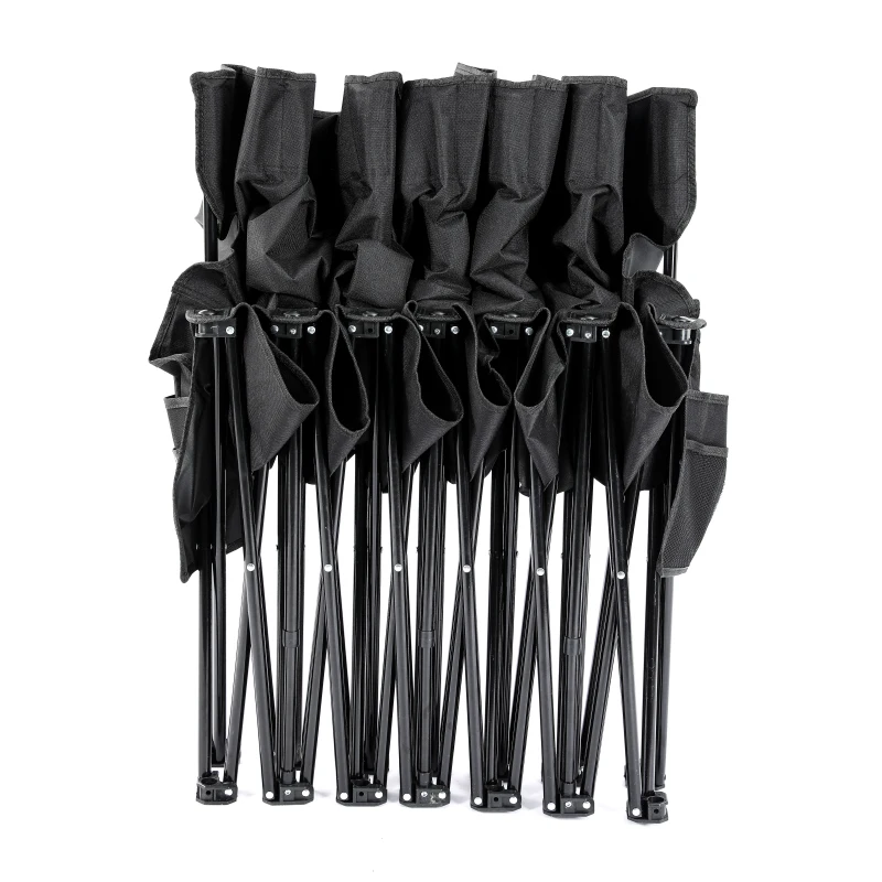 6 Seats Foldable Sideline Bench for Sports Team Portable portability Camping Folding Bench Chairs with Carry Bag, Black
