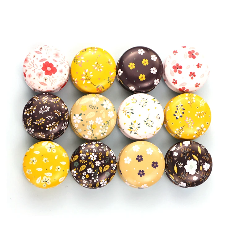 Hot Selling Tinplate Round Cosmetics Tin Box Mini Wax Tin Box/Colorful Macaroon Balm Tin Container