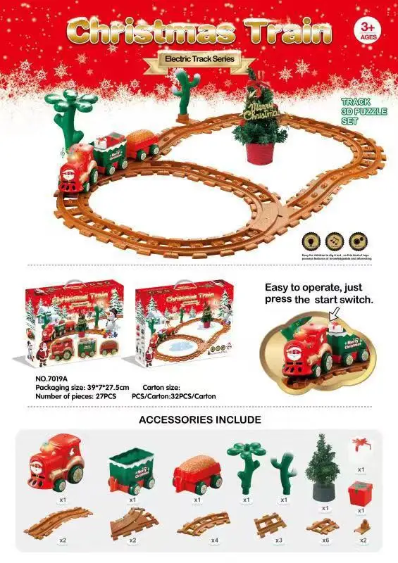 Juguetes de navidad 2023 Children DIY Xmas train toy with track set HN952896