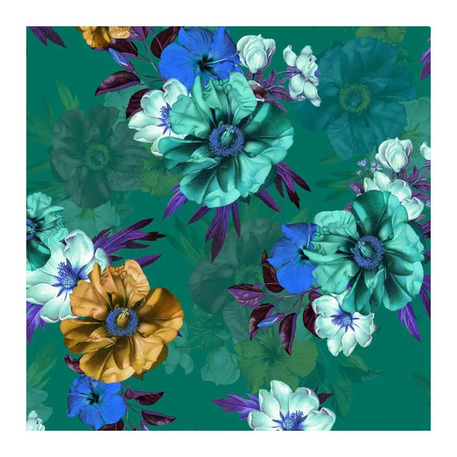 Polyester koshibo chiffon custom new garment 3D flower pattern design styles digital print for wedding lady dress crepe fabric