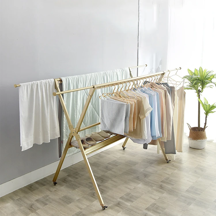 Factory Direct Selling Aluminum Stand Folding Clothes Hanger Rack