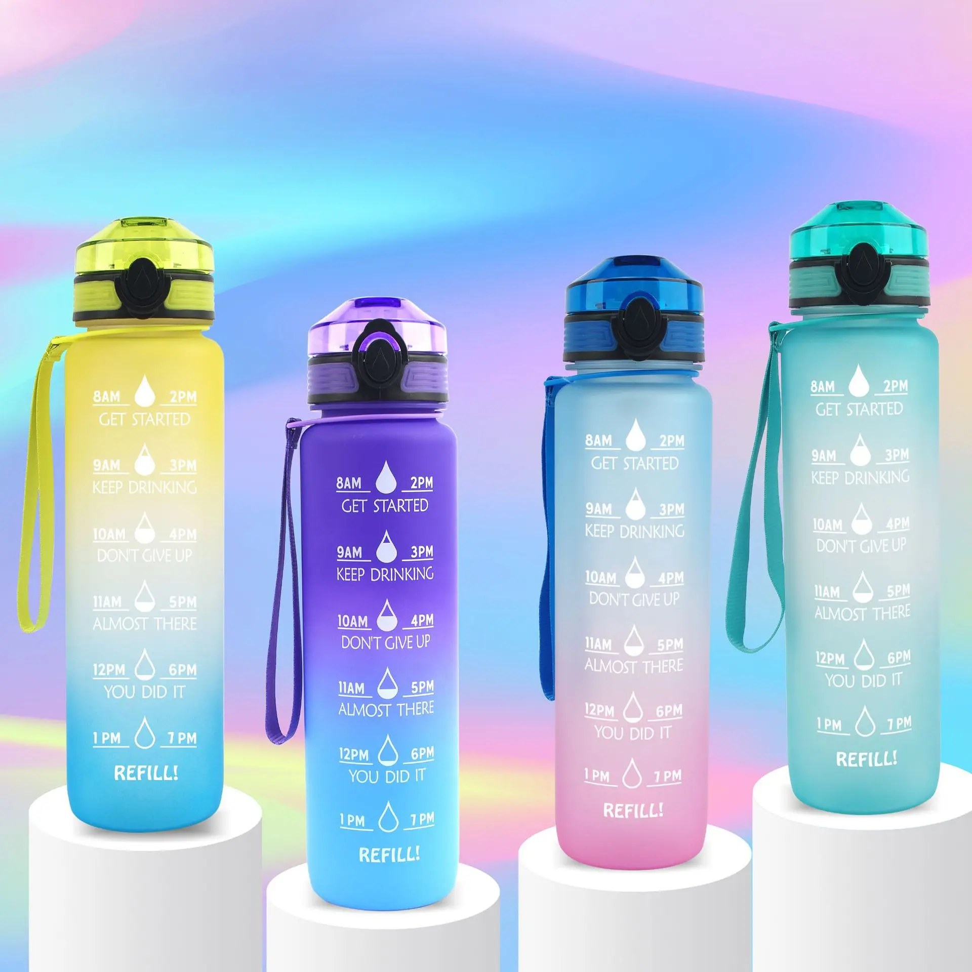 New product ideas 2024 Motivational Outdoor Camping Sports Leak Proof BPA Free Triton Plastic 32 oz Water Bottles