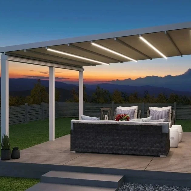 Wholesale Pvc Roof Gazebo Waterproof Outdoor Retractable Canopy Pergola Roofing Awning Systems  Pergola Retractable Awning