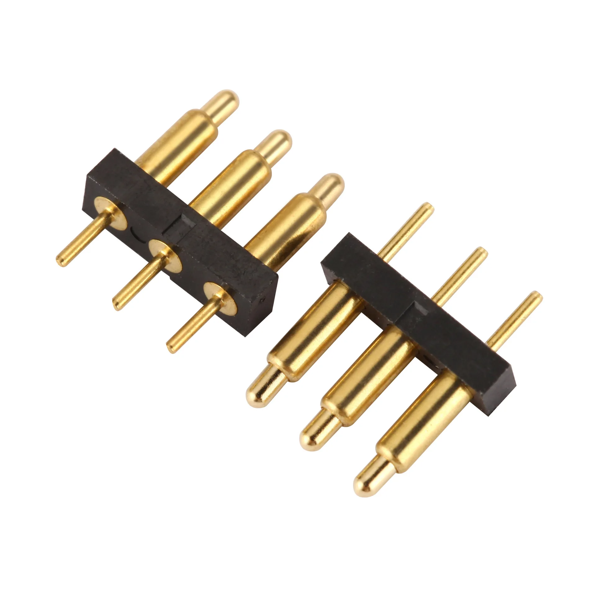 Stock spring pogo pin connector 3Pin gold plated DIP soldering magnetic for