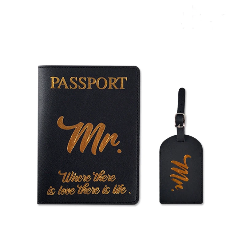 Mr and Mrs Luggage Tags & Passport Holder Set Cool Bridal Shower Gifts unique 2024 Wedding Gifts for couples