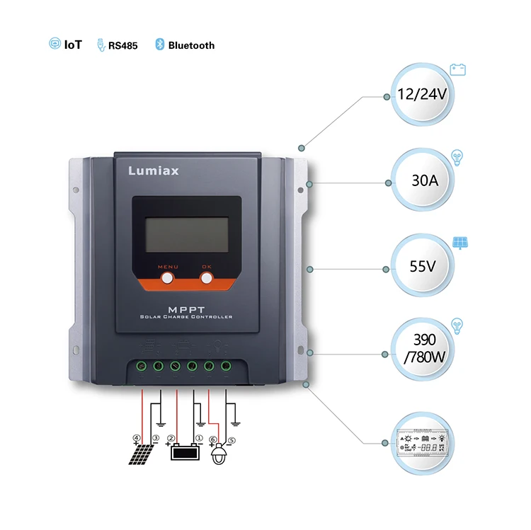 Lumiax  30A solar regulator mppt controller 12v 24v controlador de carga boost Solar Charger Controller