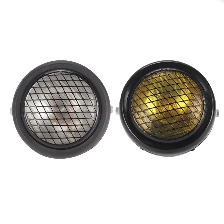Motorcycle Modification Parts Black Motorcycle Retro High Performance Headlight With Grille