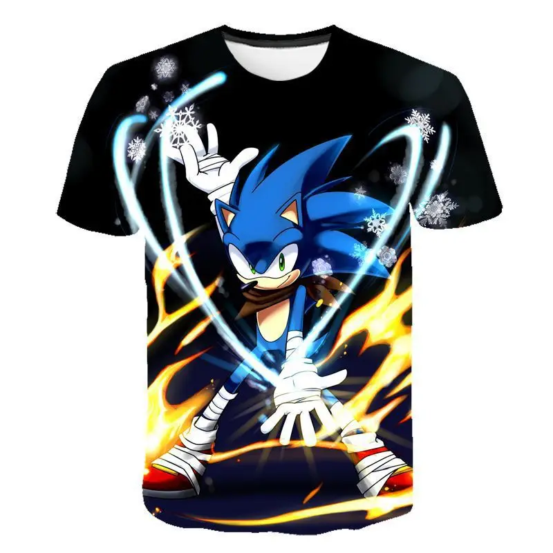 Custom Sonic Tshirt Kids Clothing Boys Cartoon Game Super Sonic Boys Clothes children T-shirt Summer Clothes For Girls