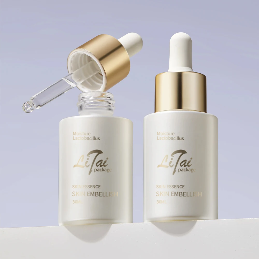 30ml Flat Shoulder Glass Dropper Bottle for Skincare 1oz Serum Bottle for Cosmetic Use Screen Printing Surface Handling