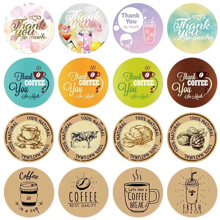 Customized logo adhesive plastic bottle stickers beverage milk tea drinks cup labels