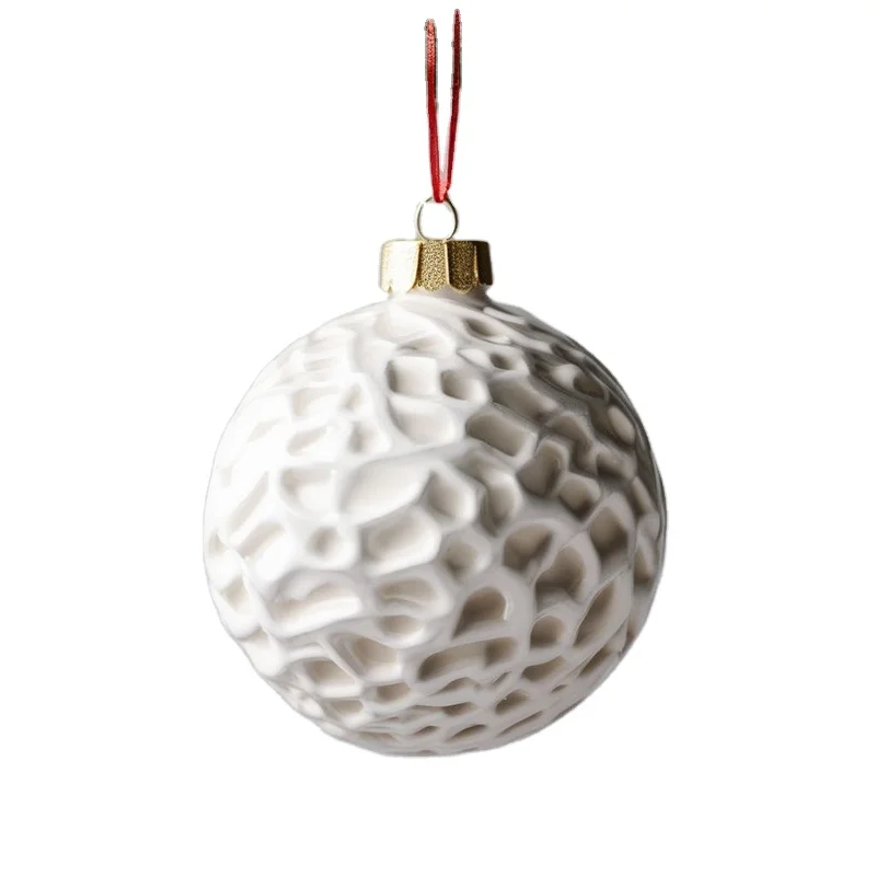 Wholesale home christmas hanging decor bauble custom unique christmas Tree simple style ceramic ball ornaments