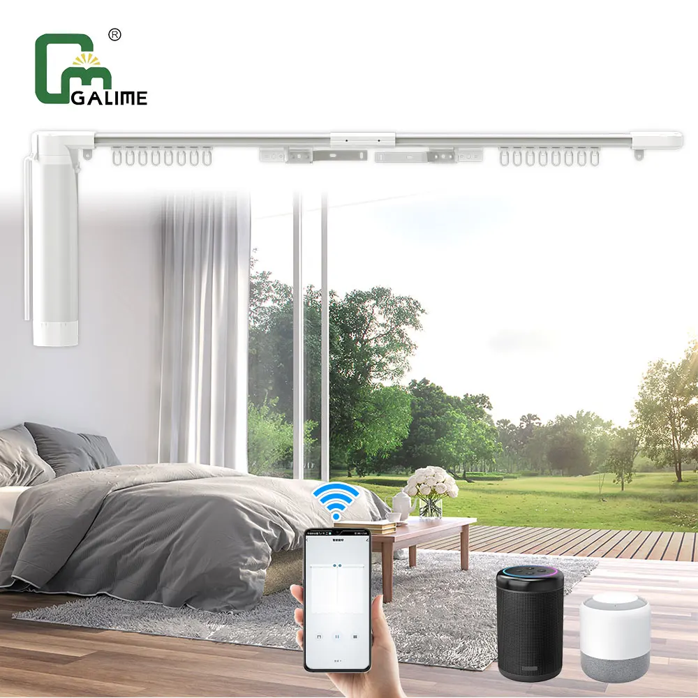 M1930 3.2m wires tuya wifi or zigbee motorized curtain RF433 remote control for home and hotel