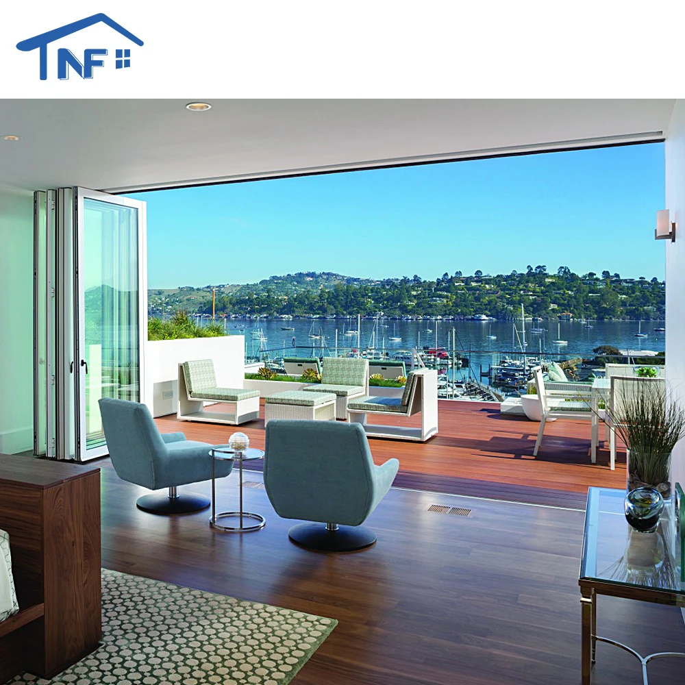 NF Florida Approval Cheap Aluminium Exterior Accordion Folding Glass Panoramic Bifold Doors Panoramic Bifold Doors