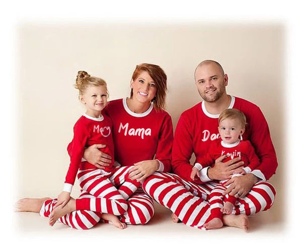 Customized Personalized Name Mommy and Me Christmas Cotton Unisex Pyjamas