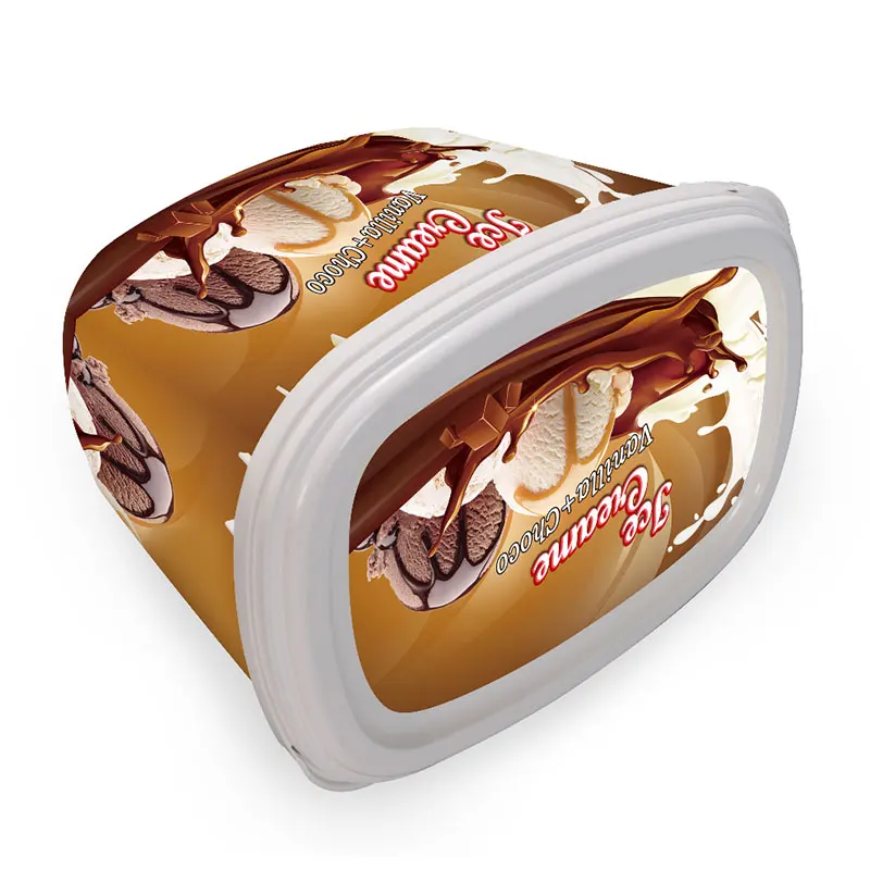 Hight quality  cheap IML packaging for ice cream 2L oval disposable plastic ice cream container certificated ice cream pp tub